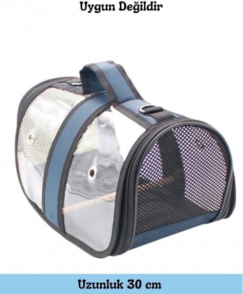 Kuş Taşıma Çantası Kuş Kafesi Tünekli Çanta Flybag Lacivert